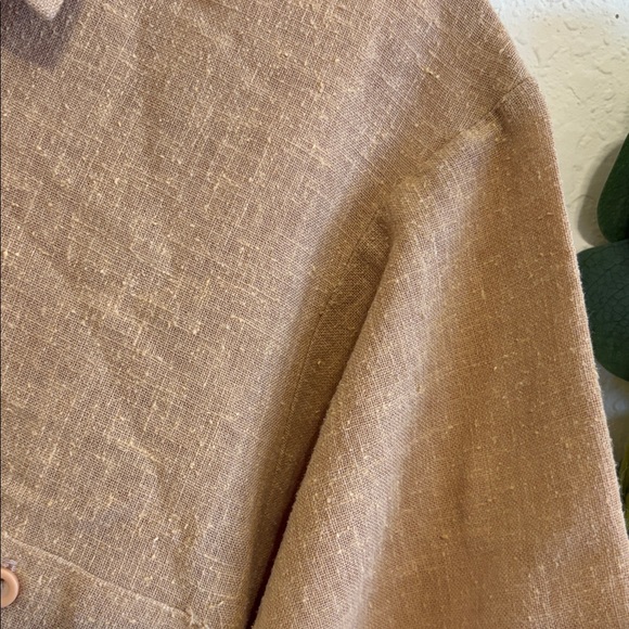 Vintage Baracuta Men’s Tan Linen Gauze Button-Down Shirt - Picture 4 of 6